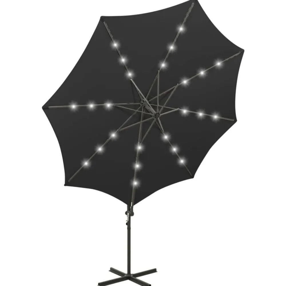 vidaXL Jardín-Sombrilla de jardín voladiza con palo y luces LED 300 cm