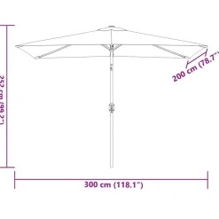 vidaXL Sombrilla de jardín con palo de metal 300x200 cm Antracita Clearance