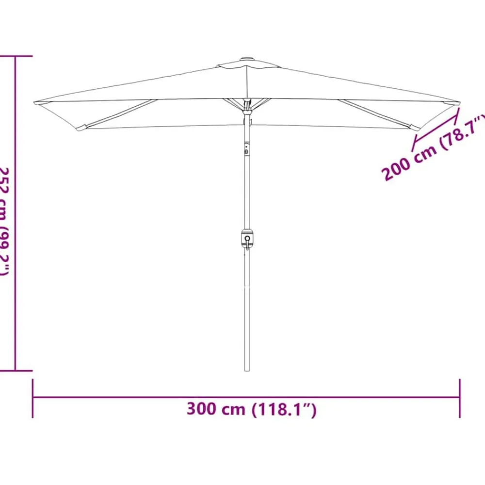 vidaXL Sombrilla de jardín con palo de metal 300x200 cm Antracita Clearance