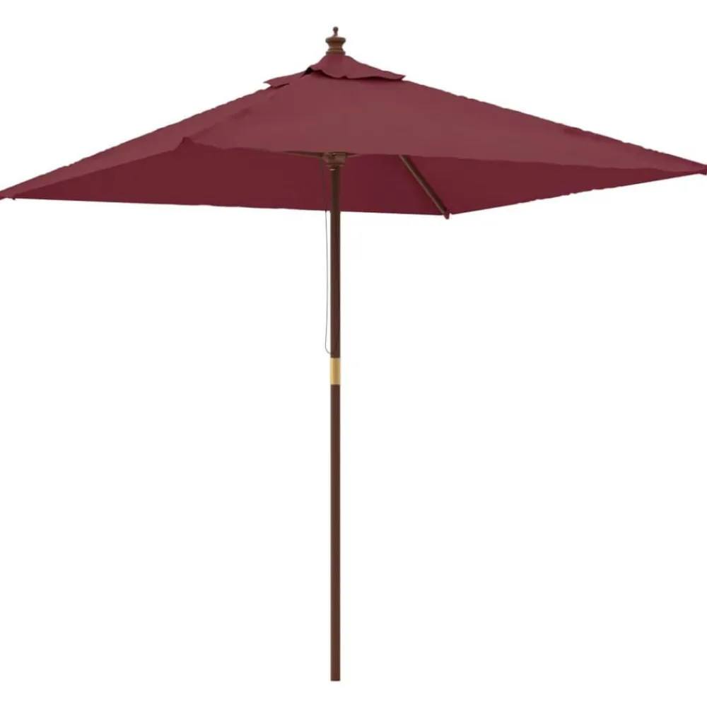 vidaXL Sombrilla de jardín poste de madera burdeos 198x198x231 cm Rojo Best