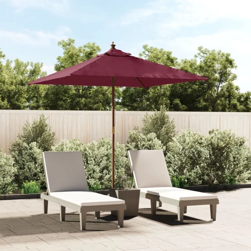vidaXL Sombrilla de jardín poste de madera burdeos 198x198x231 cm Rojo Best