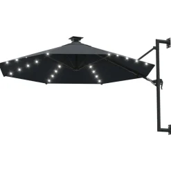 vidaXL Jardín-Sombrilla de jardín de pared con luces LED 300 cm