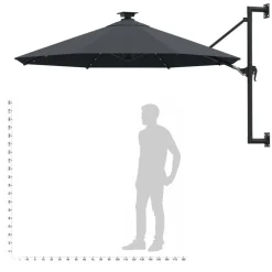 vidaXL Jardín-Sombrilla de jardín de pared con luces LED 300 cm