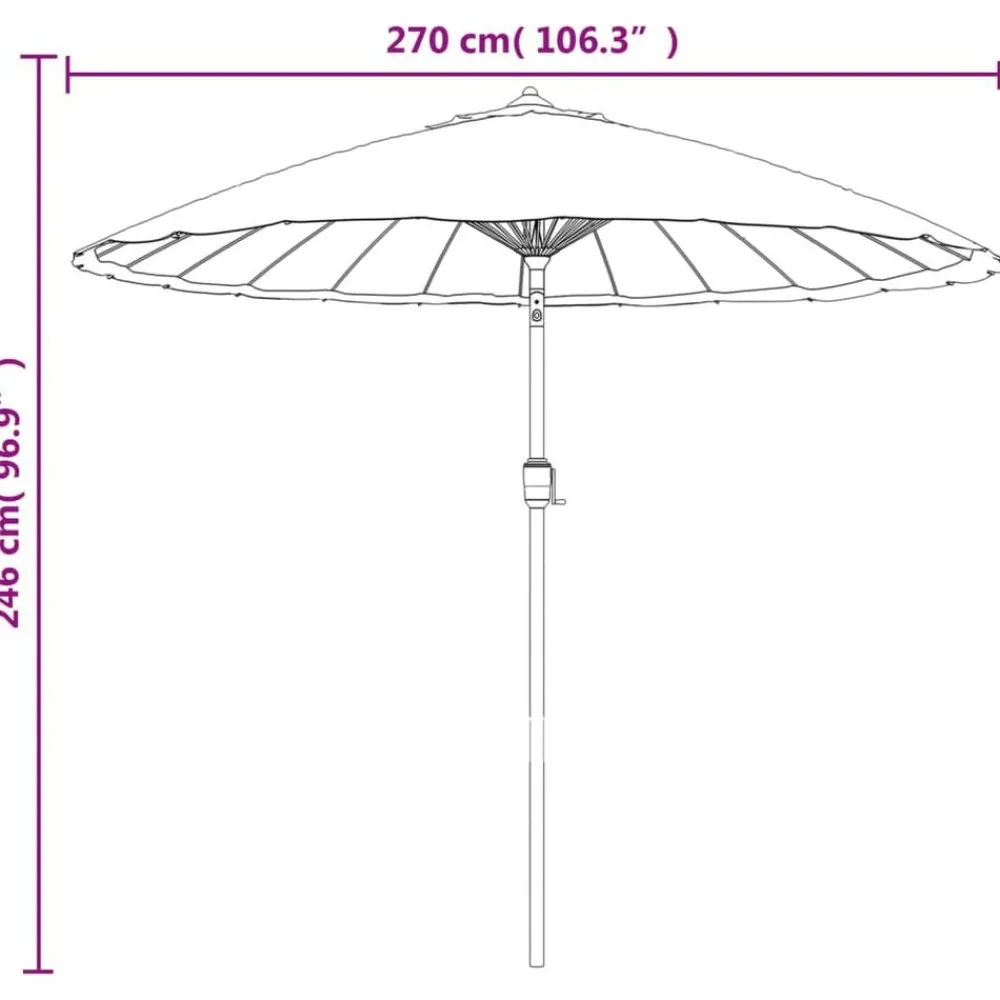 vidaXL Sombrilla de jardín con palo de aluminio 270 cm Terracota Outlet