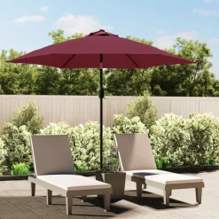 vidaXL Sombrilla de jardín con palo de metal burdeos 300 cm Rojo Hot