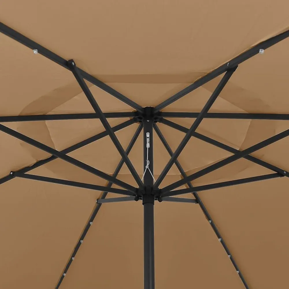 vidaXL Jardín-Sombrilla de jardín con luces LED gris taupe 400 cm