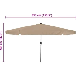 vidaXL Sombrilla de jardín 395 x 395 x 245 cm Poliéster Taupé Clearance