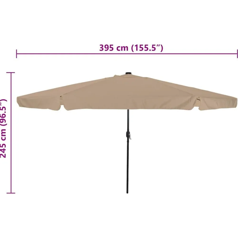 vidaXL Sombrilla de jardín 395 x 395 x 245 cm Poliéster Taupé Clearance