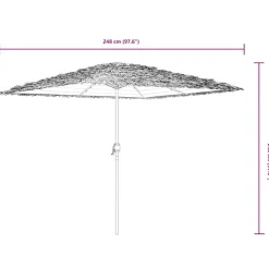 vidaXL Jardín-Sombrilla de jardín con LEDs poste acero marrón 248x248x248 cm