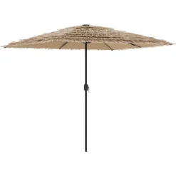vidaXL Jardín-Sombrilla de jardín con LEDs poste acero marrón 248x248x248 cm