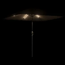 vidaXL Jardín-Sombrilla de jardín con LEDs poste acero marrón 248x248x248 cm