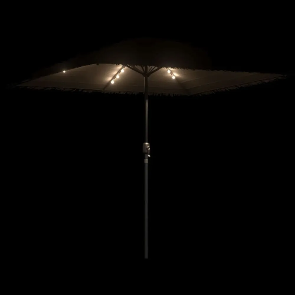 vidaXL Jardín-Sombrilla de jardín con LEDs poste acero marrón 248x248x248 cm