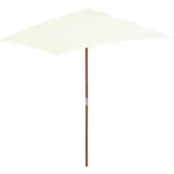 vidaXL Sombrilla de jardín con palo de madera 150x200 cm Arena Best