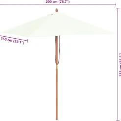 vidaXL Sombrilla de jardín con palo de madera 150x200 cm Arena Best
