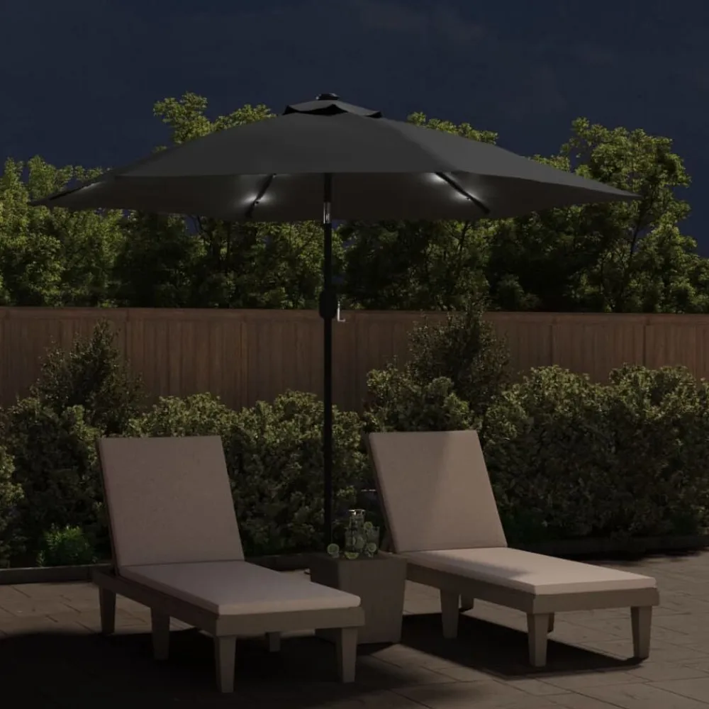 vidaXL Sombrilla de jardín con luces LED palo de acero 300cm Antracita Hot