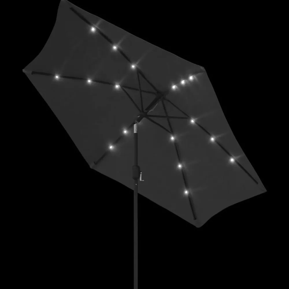 vidaXL Sombrilla de jardín con luces LED palo de acero 300cm Antracita Hot