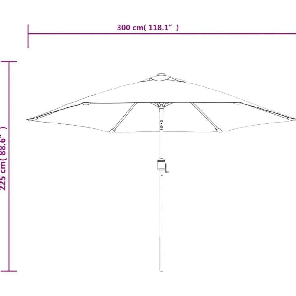 vidaXL Sombrilla de jardín con luces LED palo de acero 300cm Antracita Hot
