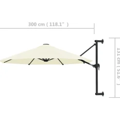 vidaXL Jardín-Sombrilla de pared con barra de metal 300 cm