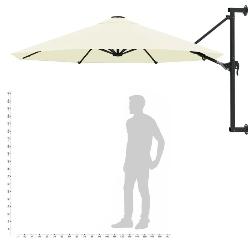 vidaXL Jardín-Sombrilla de pared con barra de metal 300 cm