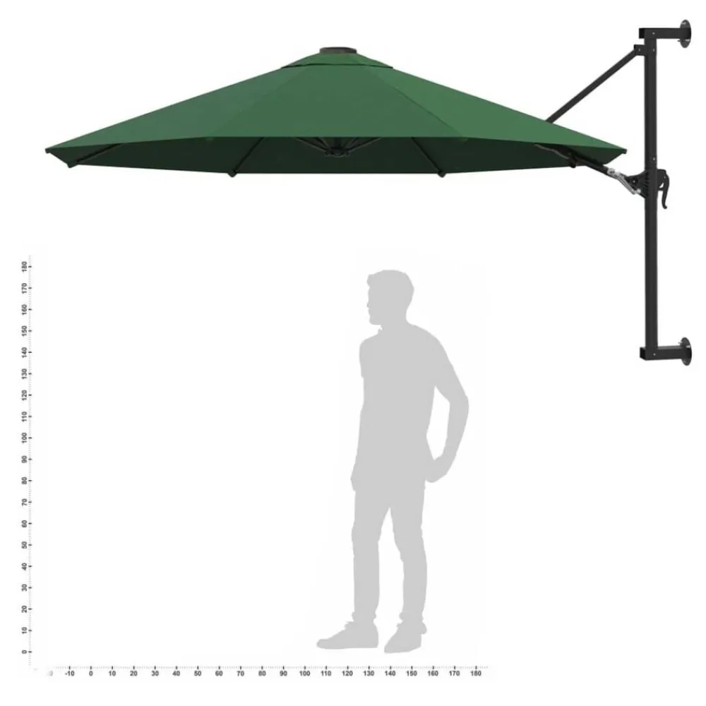 vidaXL Jardín-Sombrilla de pared con barra de metal 300 cm