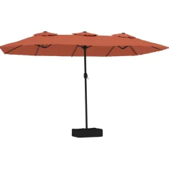 vidaXL Sombrilla doble de jardín con luces LED 449x265 cm Terracota Online