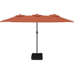 vidaXL Sombrilla doble de jardín con luces LED 449x265 cm Terracota Online