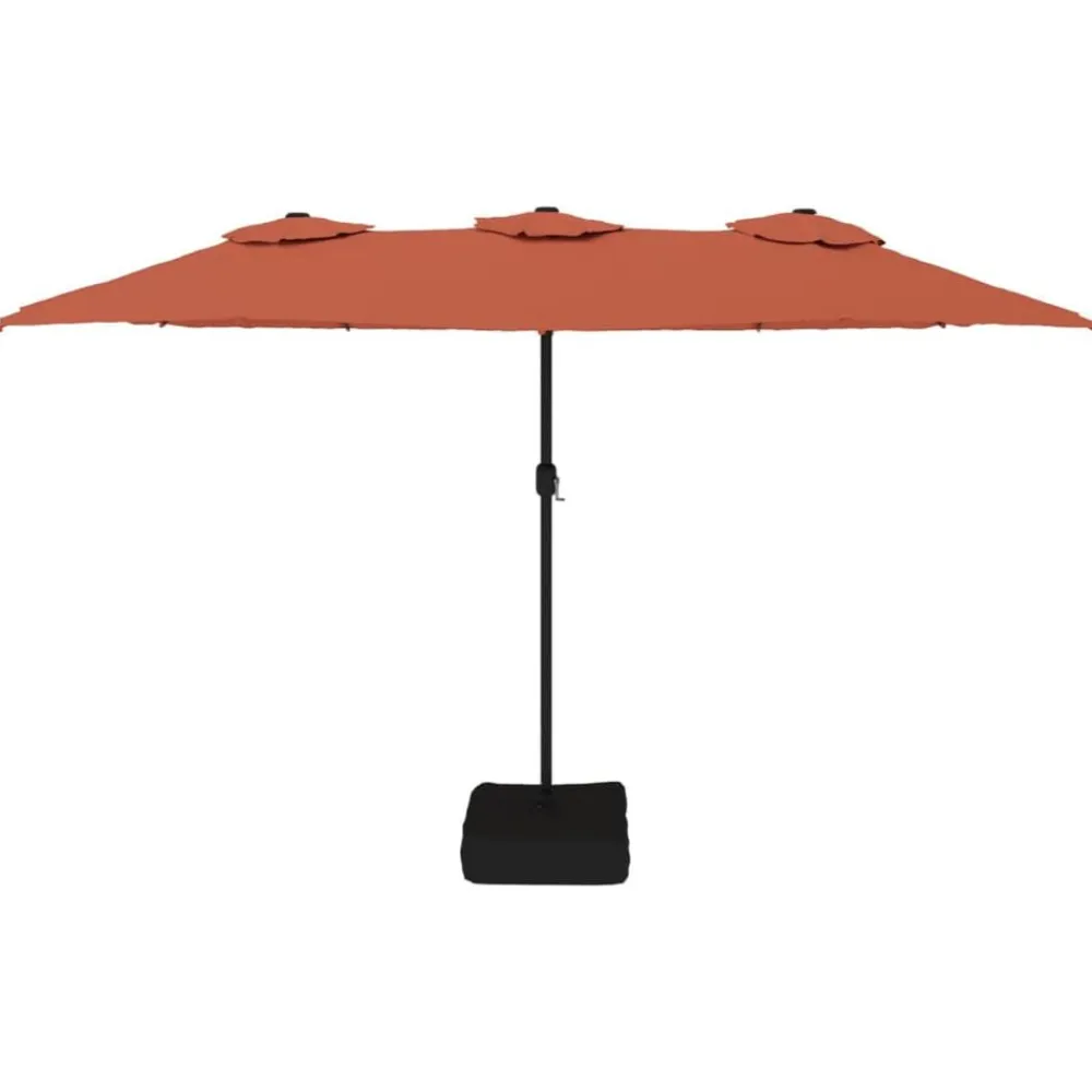 vidaXL Sombrilla doble de jardín con luces LED 449x265 cm Terracota Online
