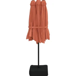 vidaXL Sombrilla doble de jardín con luces LED 449x265 cm Terracota Online