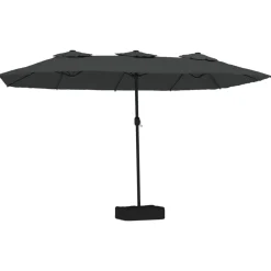 vidaXL Sombrilla doble de jardín con luces LED 449x265 cm Antracita Clearance