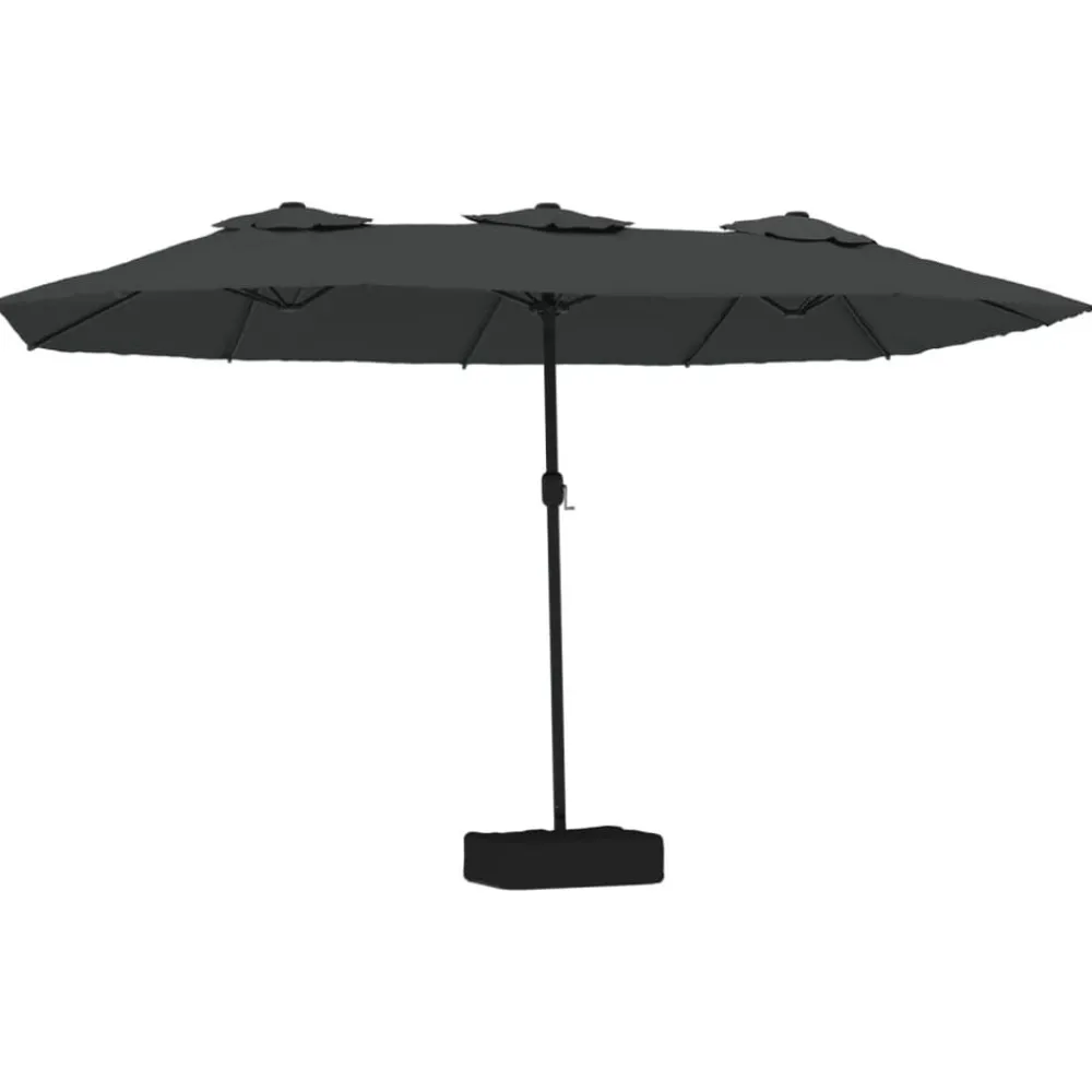 vidaXL Sombrilla doble de jardín con luces LED 449x265 cm Antracita Clearance