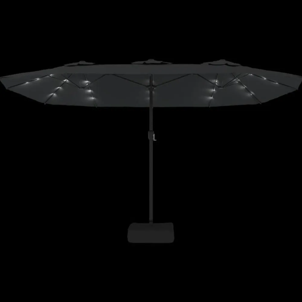 vidaXL Sombrilla doble de jardín con luces LED 449x265 cm Antracita Clearance