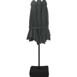 vidaXL Sombrilla doble de jardín con luces LED 449x265 cm Antracita Clearance