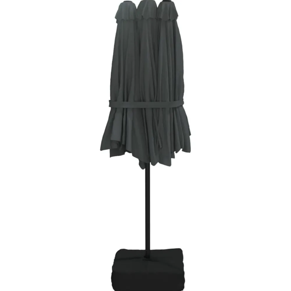 vidaXL Sombrilla doble de jardín con luces LED 449x265 cm Antracita Clearance