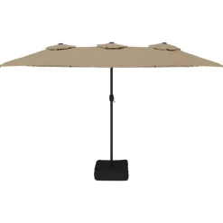 vidaXL Sombrilla doble de jardín con luces LED gris taupe 449x265 cm Taupé Clearance