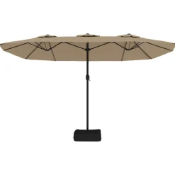 vidaXL Sombrilla doble de jardín con luces LED gris taupe 449x265 cm Taupé Clearance