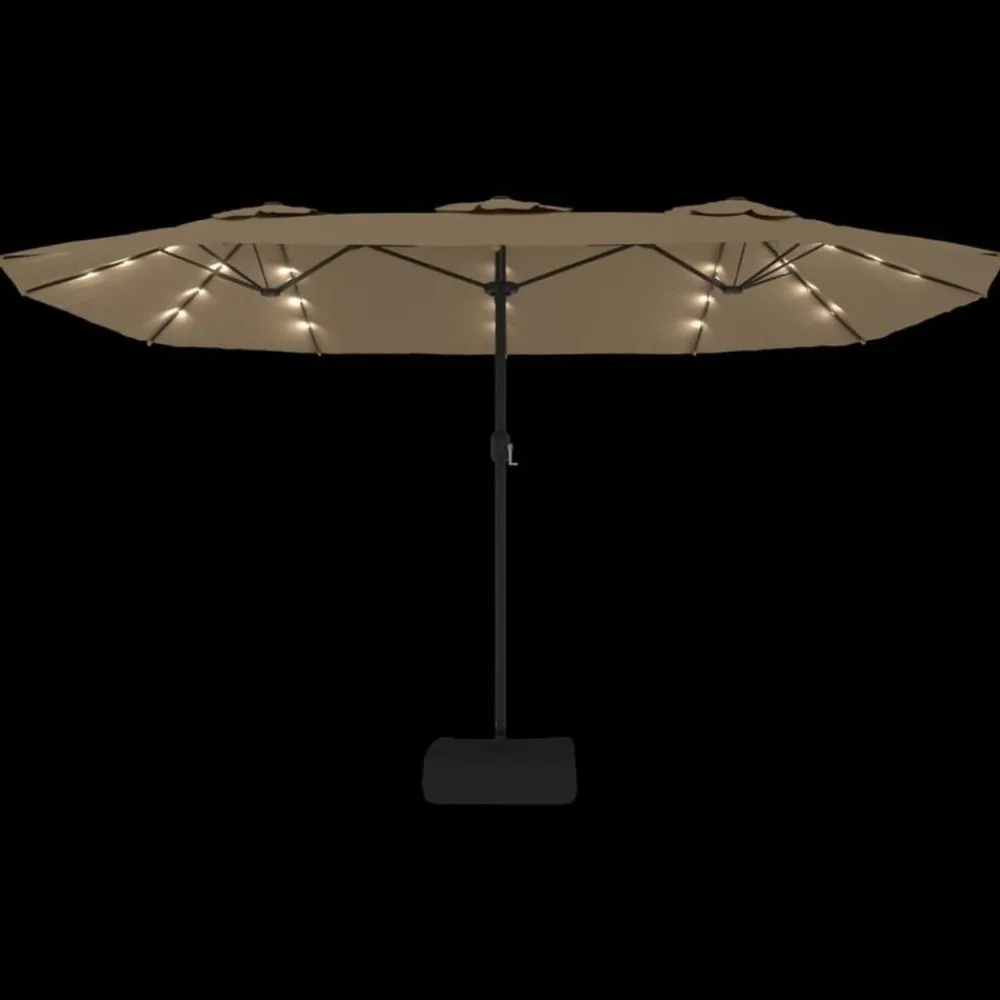 vidaXL Sombrilla doble de jardín con luces LED gris taupe 449x265 cm Taupé Clearance