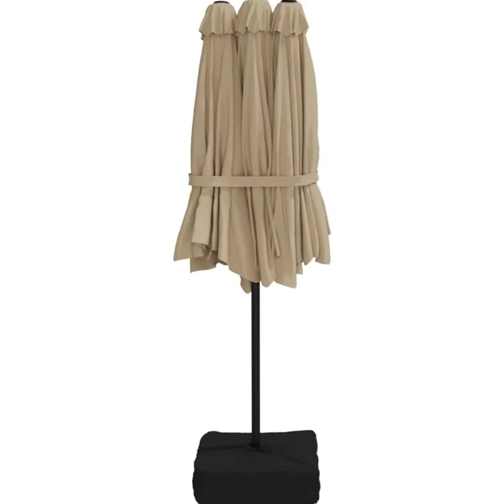 vidaXL Sombrilla doble de jardín con luces LED gris taupe 449x265 cm Taupé Clearance