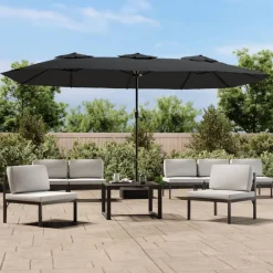 vidaXL Sombrilla doble gris 449x265 cm Antracita New