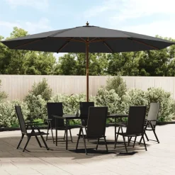 vidaXL Sombrilla jardín con poste de madera gris 400x273 cm Antracita Online