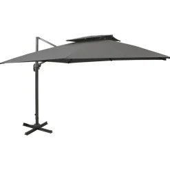 vidaXL Sombrilla jardín voladiza cubierta doble 300x300 cm Antracita Discount