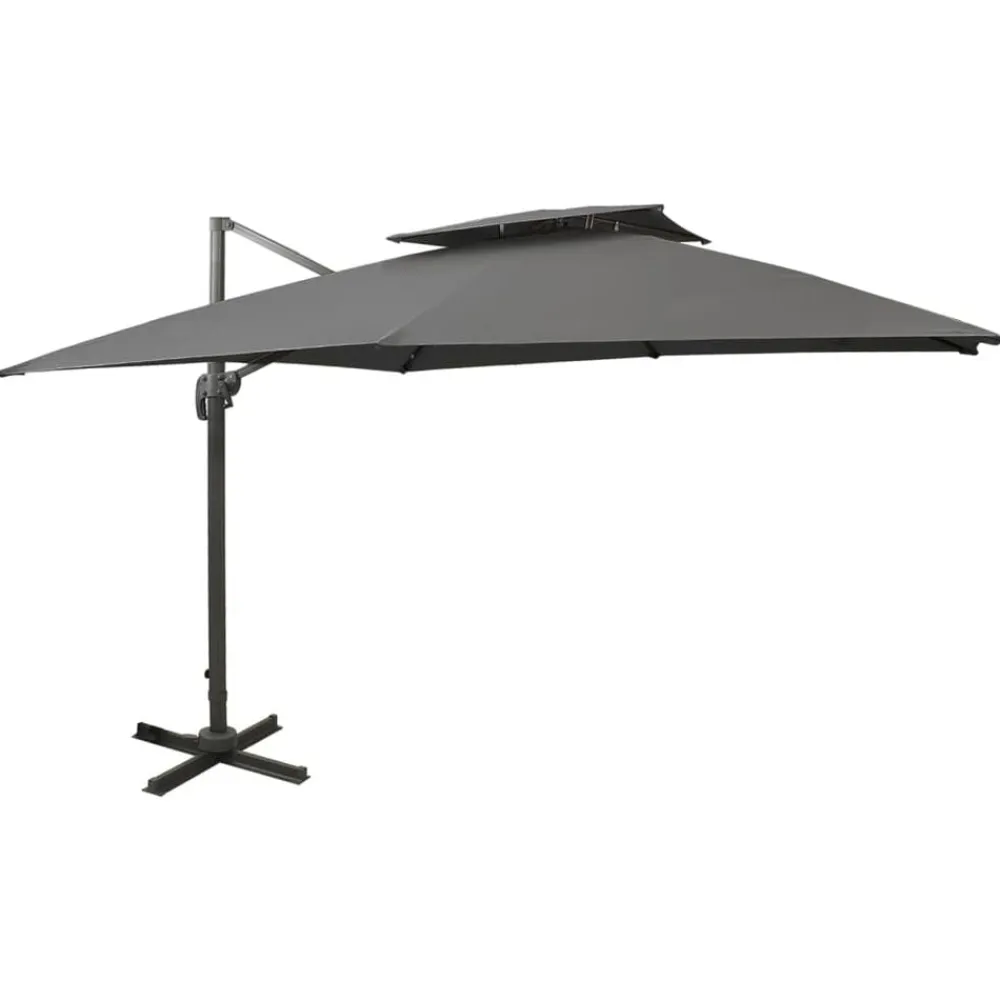 vidaXL Sombrilla jardín voladiza cubierta doble 300x300 cm Antracita Discount