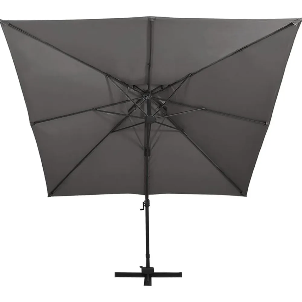 vidaXL Sombrilla jardín voladiza cubierta doble 300x300 cm Antracita Discount