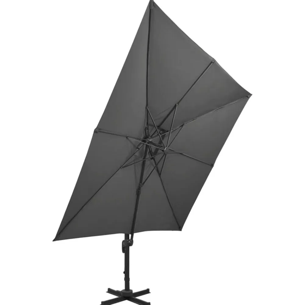vidaXL Sombrilla jardín voladiza cubierta doble 300x300 cm Antracita Discount