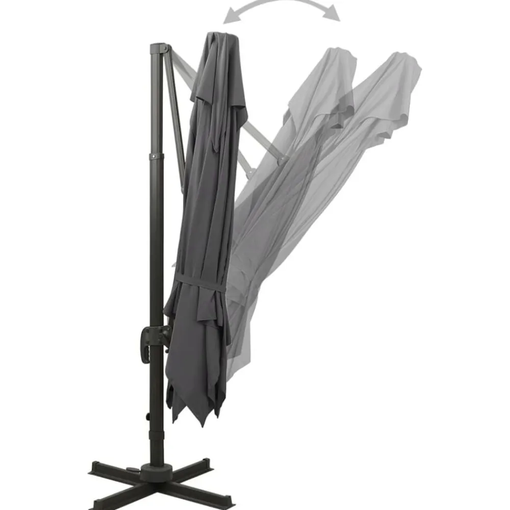 vidaXL Sombrilla jardín voladiza cubierta doble 300x300 cm Antracita Discount