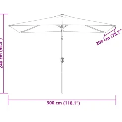 vidaXL Sombrilla rectangular arena 200x300 cm Blanco New