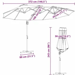 vidaXL Sombrilla 372 x 198 x 243 cm Poliéster y Aluminio Verde Clearance