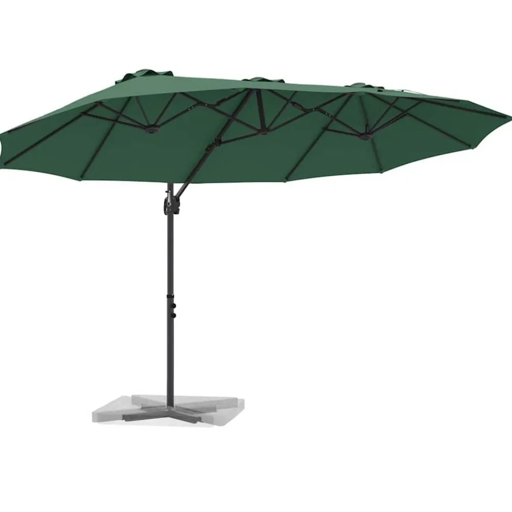 vidaXL Sombrilla 372 x 198 x 243 cm Poliéster y Aluminio Verde Clearance