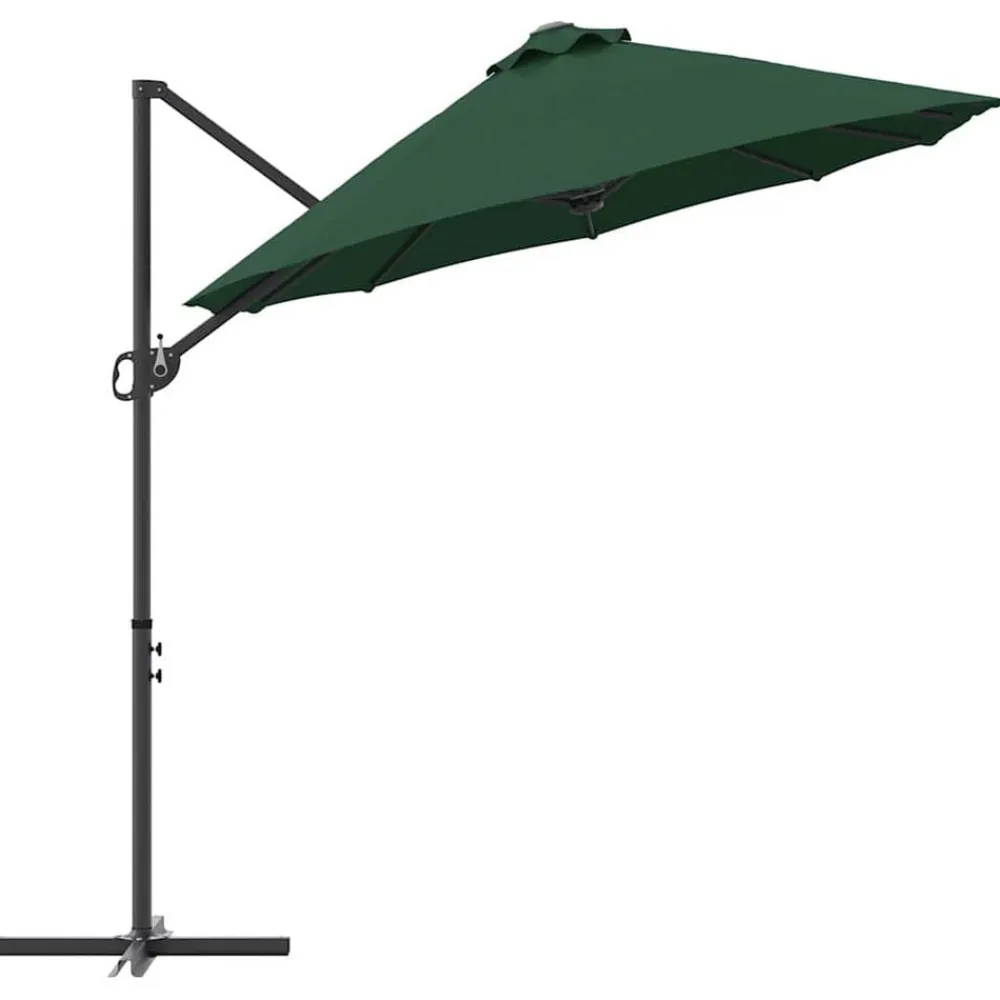 vidaXL Sombrilla 372 x 198 x 243 cm Poliéster y Aluminio Verde Clearance