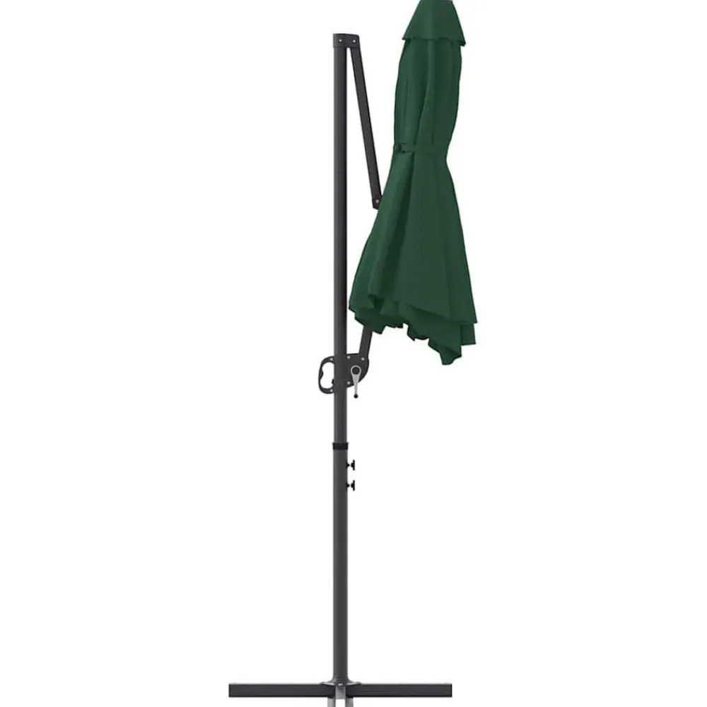vidaXL Sombrilla 372 x 198 x 243 cm Poliéster y Aluminio Verde Clearance