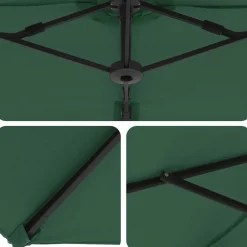 vidaXL Sombrilla 372 x 198 x 243 cm Poliéster y Aluminio Verde Clearance